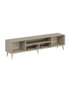 Porta TV Kale cashmere effetto cannettato con piedi in metallo oro 180x35x45H