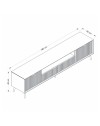 Porta TV Kale cashmere effetto cannettato con piedi in metallo oro 180x35x45H
