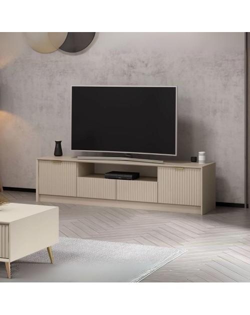 Porta TV Kale cashmere effetto cannettato 180x35x45H