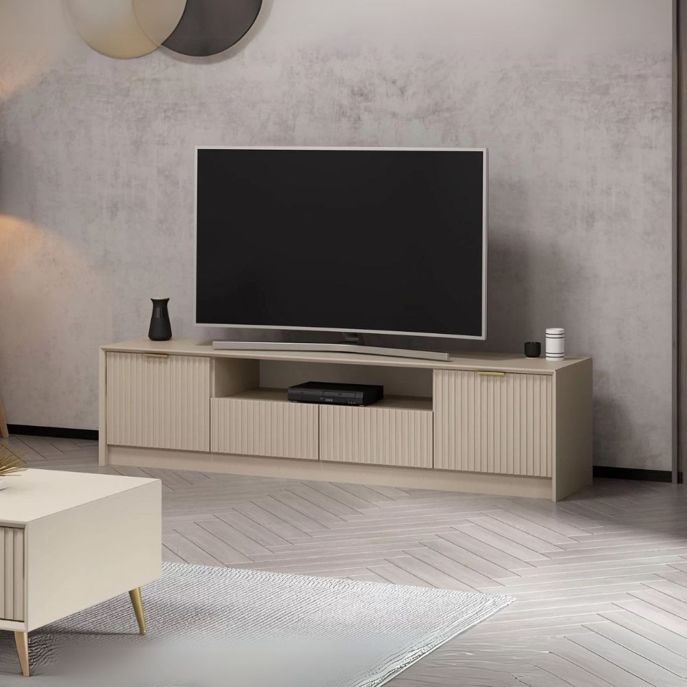 Porta TV Kale cashmere effetto cannettato 180x35x45H
