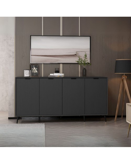 Madia Kale 4 ante antracite effetto cannettato 180x45x90H : Eleganza e Funzionalità