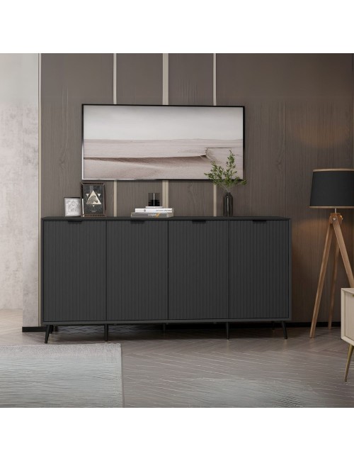 Madia Kale 4 ante antracite effetto cannettato 180x45x90H : Eleganza e Funzionalità