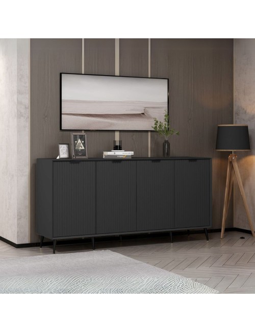Madia Kale 4 ante antracite effetto cannettato 180x45x90H : Eleganza e Funzionalità