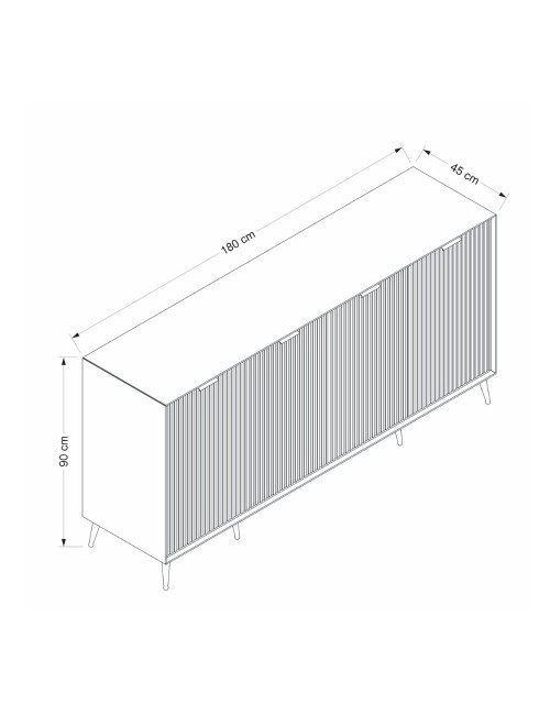Madia Kale 4 ante antracite effetto cannettato 180x45x90H : Eleganza e Funzionalità