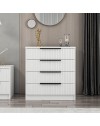 Cassettiera 4 cassetti Kale bianco effetto cannettato 72x42x77H