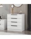 Cassettiera 4 cassetti Kale bianco effetto cannettato 72x42x77H