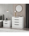 Cassettiera 4 cassetti Kale bianco effetto cannettato 72x42x77H