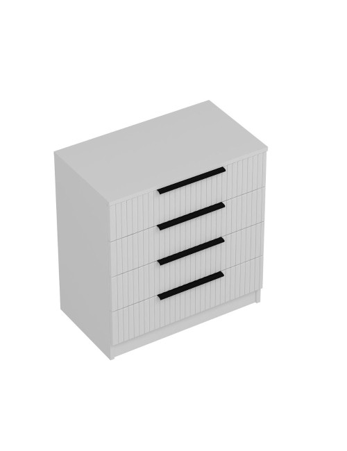 Cassettiera 4 cassetti Kale bianco effetto cannettato 72x42x77H