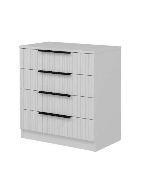 Cassettiera 4 cassetti Kale bianco effetto cannettato 72x42x77H