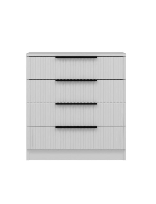 Cassettiera 4 cassetti Kale bianco effetto cannettato 72x42x77H
