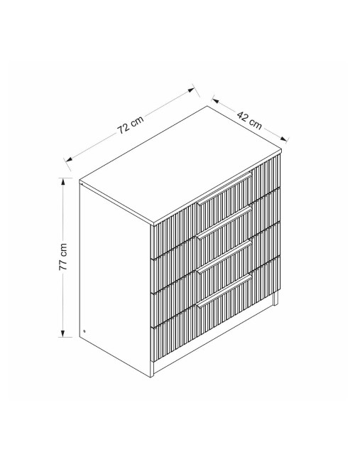 Cassettiera 4 cassetti Kale bianco effetto cannettato 72x42x77H