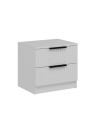 Comodino Kale bianco effetto cannettato due cassetti 50x40x47H