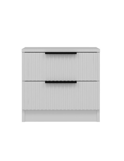 Comodino Kale bianco effetto cannettato due cassetti 50x40x47H