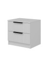 Comodino Kale bianco effetto cannettato due cassetti 50x40x47H