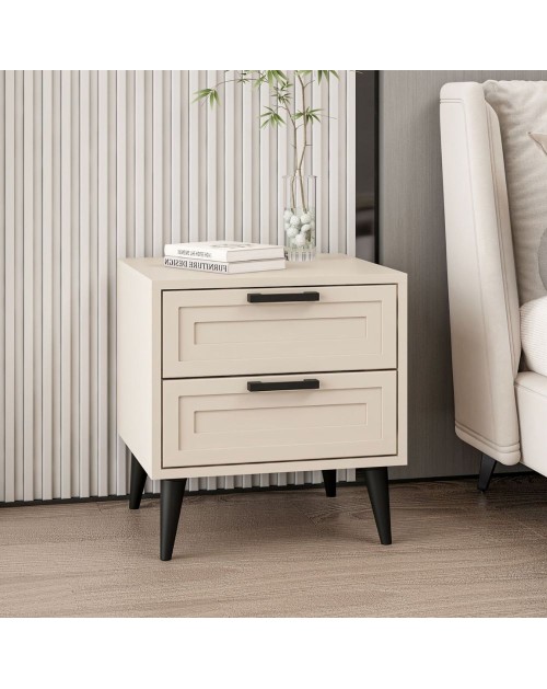 Comodino Prime 2 cassetti colore cashmere 50x45x52H – Eleganza e funzionalità