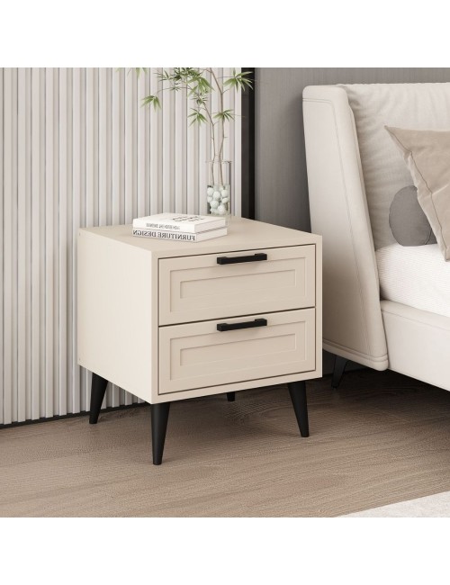 Comodino Prime 2 cassetti colore cashmere 50x45x52H – Eleganza e funzionalità