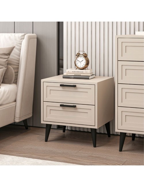 Comodino Prime 2 cassetti colore cashmere 50x45x52H – Eleganza e funzionalità