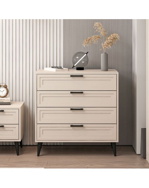 Cassettiera Prime 4 cassetti colore cashmere 90x45x90H - Stile e funzionalità per ogni spazio