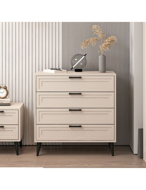 Cassettiera Prime 4 cassetti colore cashmere 90x45x90H - Stile e funzionalità per ogni spazio