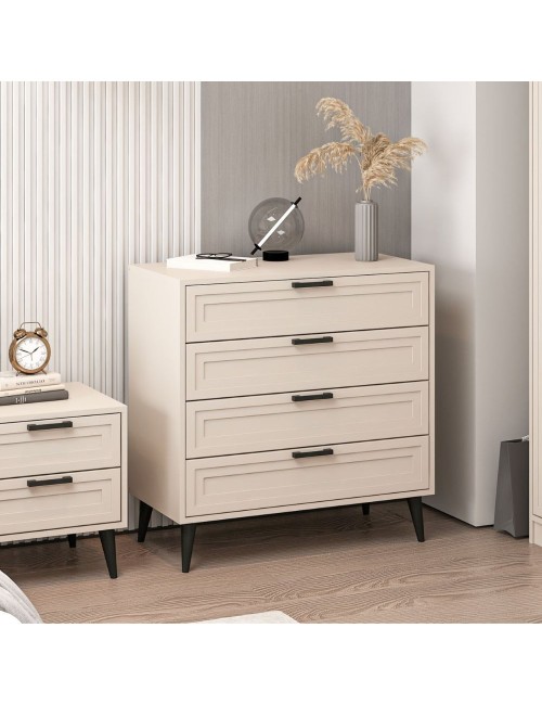 Cassettiera Prime 4 cassetti colore cashmere 90x45x90H - Stile e funzionalità per ogni spazio