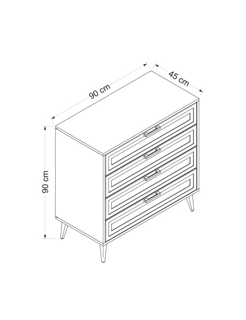 Cassettiera Prime 4 cassetti colore cashmere 90x45x90H - Stile e funzionalità per ogni spazio