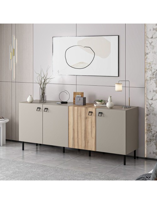 Madia Mila cashmere e rovere 180x47x75H – Eleganza e contrasto per un living raffinato