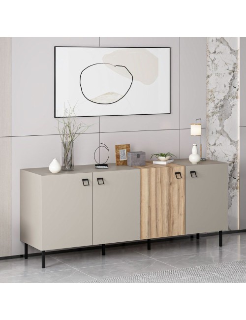 Madia Mila cashmere e rovere 180x47x75H – Eleganza e contrasto per un living raffinato
