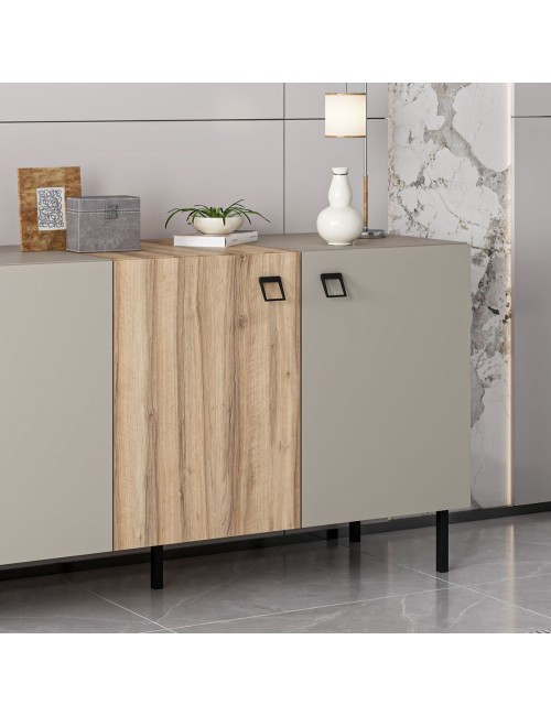 Madia Mila cashmere e rovere 180x47x75H – Eleganza e contrasto per un living raffinato