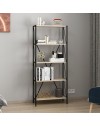 Libreria nera e rovere Axel 62x26x150H – Stile industriale e funzionalità per ogni ambiente