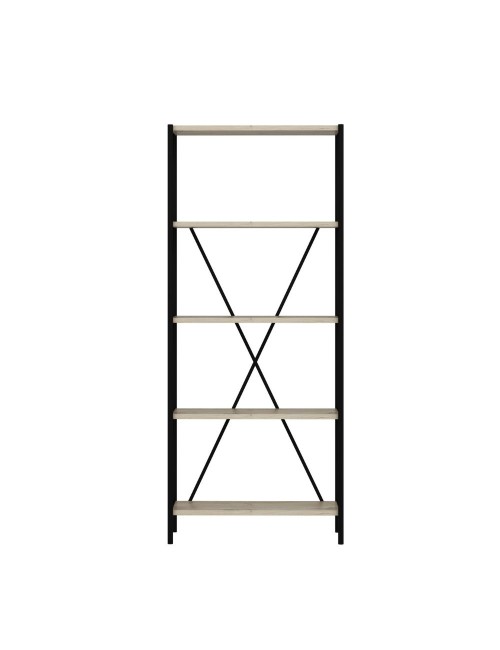 Libreria nera e rovere Axel 62x26x150H – Stile industriale e funzionalità per ogni ambiente