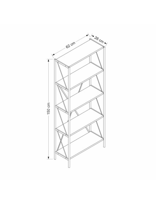 Libreria nera e rovere Axel 62x26x150H – Stile industriale e funzionalità per ogni ambiente
