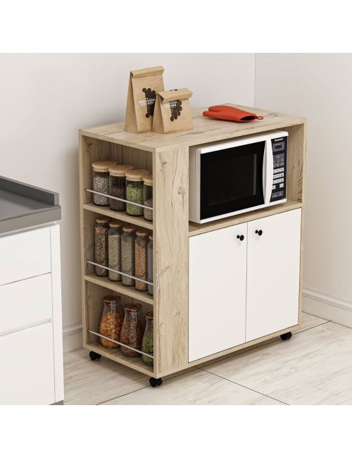 Mobile multiuso elegante e funzionale rovere e bianco Monni 82x45x95H – Ordine e Design