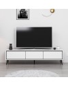 Porta TV Mandy bianco 180x35x45H con 3 ante e piedi neri