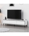 Porta TV Mandy bianco 180x35x45H con 3 ante e piedi neri