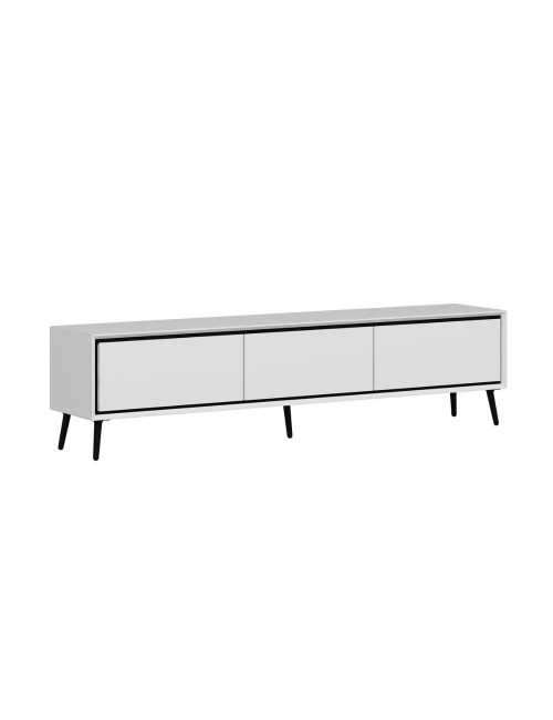 Porta TV Mandy bianco 180x35x45H con 3 ante e piedi neri