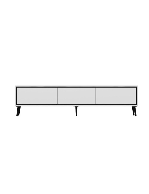 Porta TV Mandy bianco 180x35x45H con 3 ante e piedi neri
