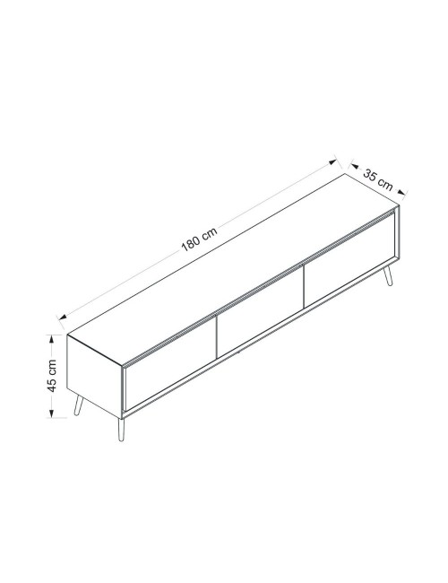Porta TV Mandy bianco 180x35x45H con 3 ante e piedi neri