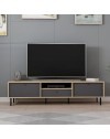 Porta TV Lida antracite e rovere 180x40x45H con 3 ante e vano a giorno