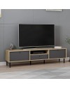 Porta TV Lida antracite e rovere 180x40x45H con 3 ante e vano a giorno