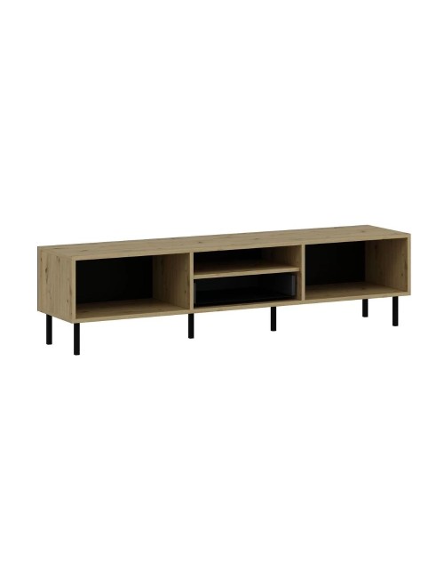 Porta TV Lida antracite e rovere 180x40x45H con 3 ante e vano a giorno