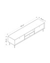 Porta TV Lida antracite e rovere 180x40x45H con 3 ante e vano a giorno