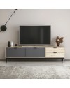 Mobile porta TV Esta rovere chiaro e antracite con effetto cannettato 180x35x47H