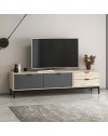Mobile porta TV Esta rovere chiaro e antracite con effetto cannettato 180x35x47H