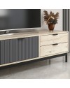 Mobile porta TV Esta rovere chiaro e antracite con effetto cannettato 180x35x47H