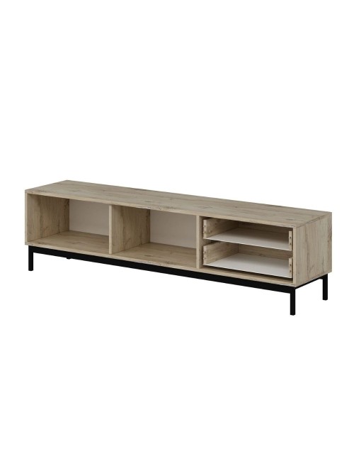 Mobile porta TV Esta rovere chiaro e antracite con effetto cannettato 180x35x47H