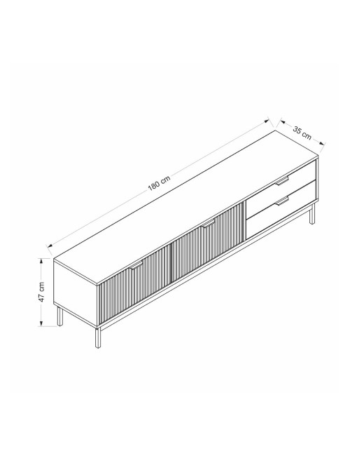 Mobile porta TV Esta rovere chiaro e antracite con effetto cannettato 180x35x47H
