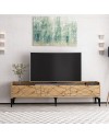 Mobile porta TV Raya rovere nodato 180x35x49H: Stile Geometrico e raffinatezza per un soggiorno di tendenza