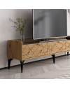 Mobile porta TV Raya rovere nodato 180x35x49H: Stile Geometrico e raffinatezza per un soggiorno di tendenza