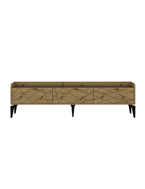 Mobile porta TV Raya rovere nodato 180x35x49H: Stile Geometrico e raffinatezza per un soggiorno di tendenza
