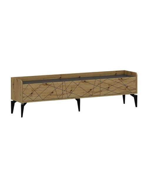 Mobile porta TV Raya rovere nodato 180x35x49H: Stile Geometrico e raffinatezza per un soggiorno di tendenza